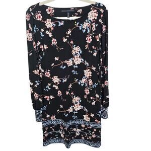 White House Black Market Dress Floral Dress Women XS Black Knee Length Dress